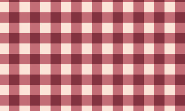 Maroon and Cream Gingham Fabric Pattern with Evenly Spaced Squares for Textile Design