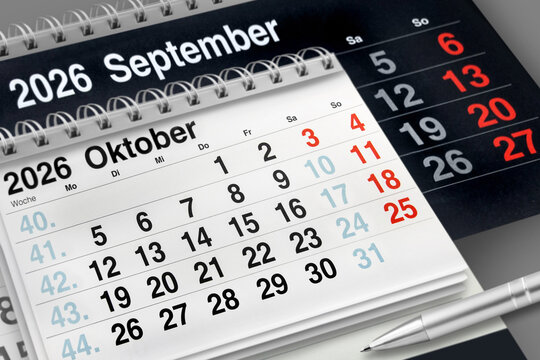 Deutscher Kalender September Oktober 2026