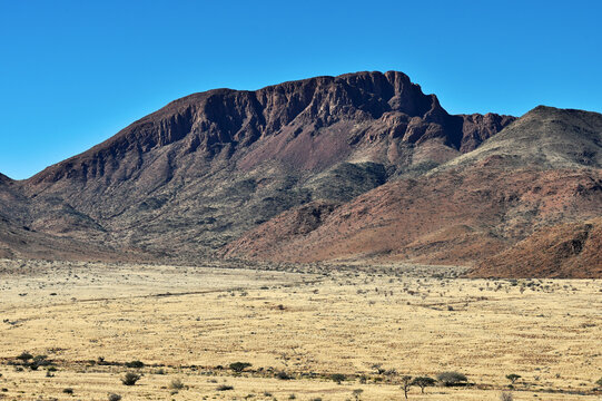 African landscape, desert and mountains.