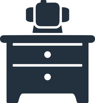 Smartwatch on nightstand icon representing wearable device charging and bedside technology convenience for web and print