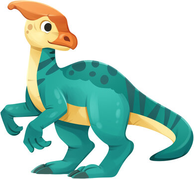 Cute Parasaurolophus Dinosaur Cartoon Illustration