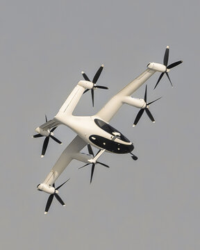 Joby Aviation eVTOL electric air taxi performing a dynamic banking flight maneuver