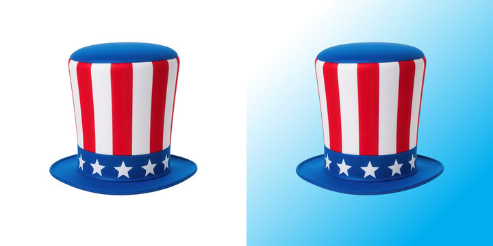 Pixel art uncle sam top hat with red white and blue stripes and stars for american holidays
