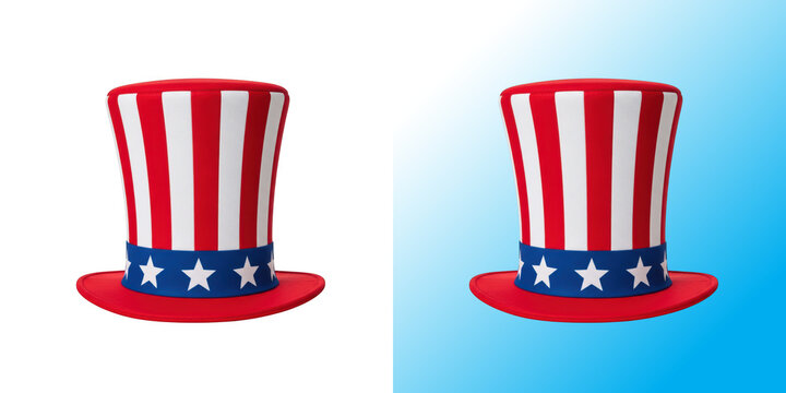 Pixel art uncle sam top hat with red white and blue stripes and stars for american holidays