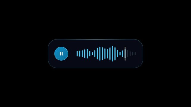 Digital audio wave message bubbles playing on transparent background