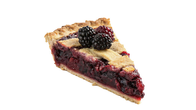 Piece of sweet blackberry pie slice on transparent background