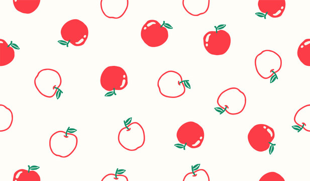 Cute apple fruits pattern background vector design