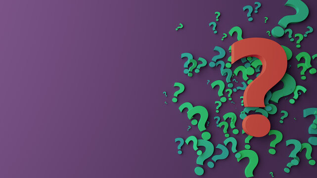 Colorful Question Marks Pile Representing Confusion, Uncertainty, Ideas and Problem Solving Concept