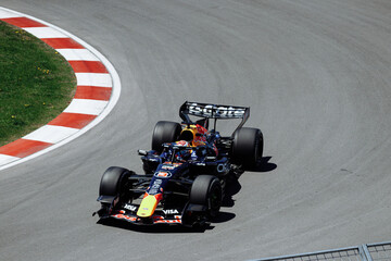 Fototapeta premium May 24, 2026, Montreal, Canada, Max Verstappen races for Red Bull Racing at the F1 Canadian Grand Prix