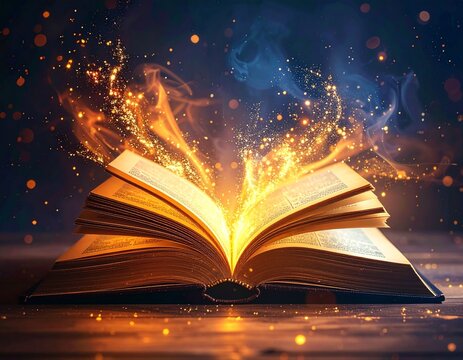 magic book with magic light