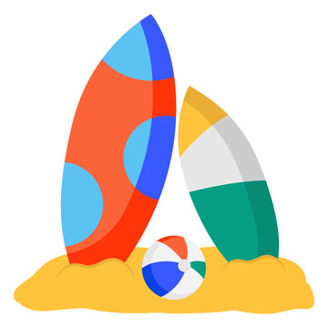 Adventure board icon, trendy design of surfboard