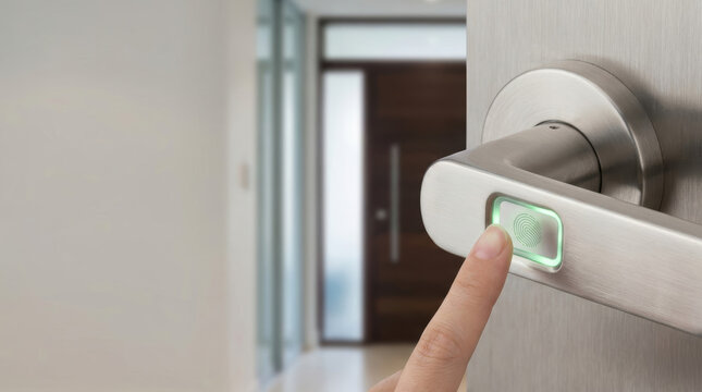 Modern home automation with fingerprint access control on secure interior door