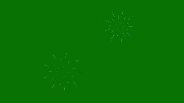 Circles explosion and line shape blast elements,  firework shape explosion animation, pop-up visual effect templateflat vector random circle sparkle on green screen,  4k.