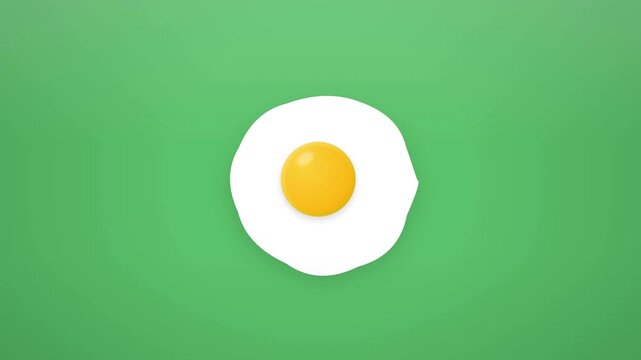 Cinematic Fried Egg Animation with Sunny Side Up Egg, Golden Yolk and Food Breakfast Concept