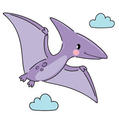 Cute Flying Pterodactyl Hand Drawn Dinosaur Vector Illustration for Kids © Alsu Art