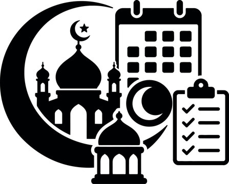 Ramadan calendar and Islamic worship schedule planning icon