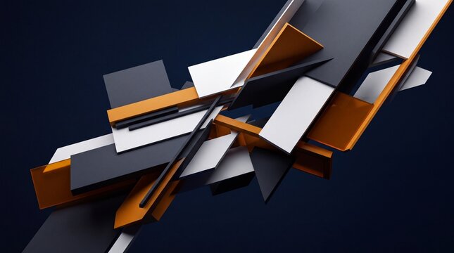 Abstract Geometric Shapes Floating in 3D Space