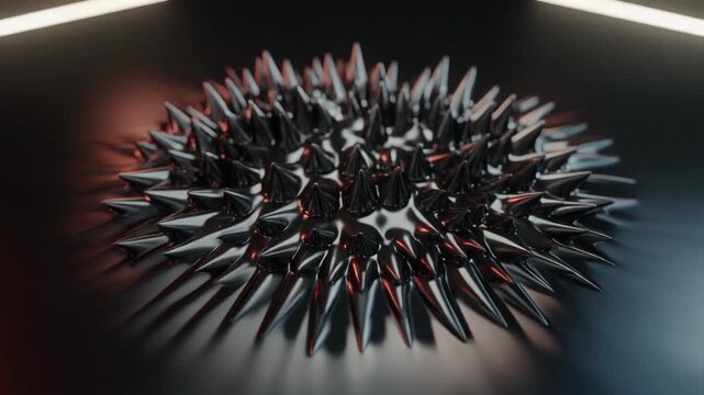 Glossy black ferrofluid spikes in a magnetic field