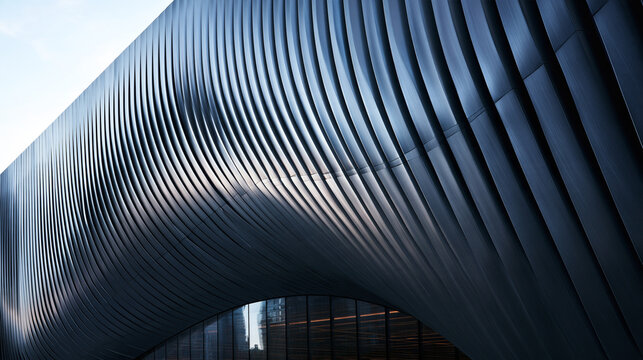 Modern Futuristic Architecture with Curved Metallic Facade