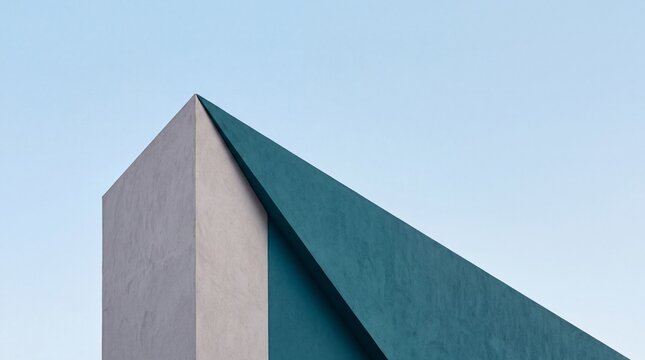 Minimalist Architectural Detail of Geometric Building Against Sky