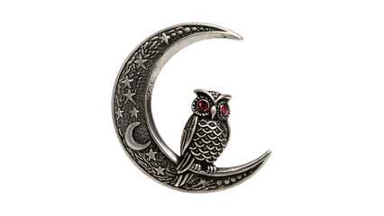 Decorative Halloween crescent moon with bats isolated on transparent background © Arthur