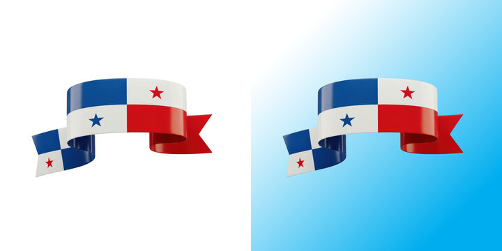 Panama flag ribbon banner isolated on a white background