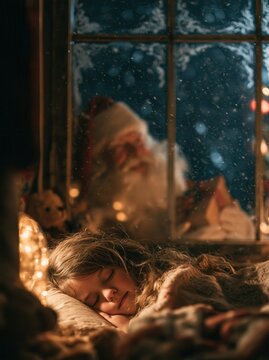 Santa Claus brought a gift while the child was sleeping