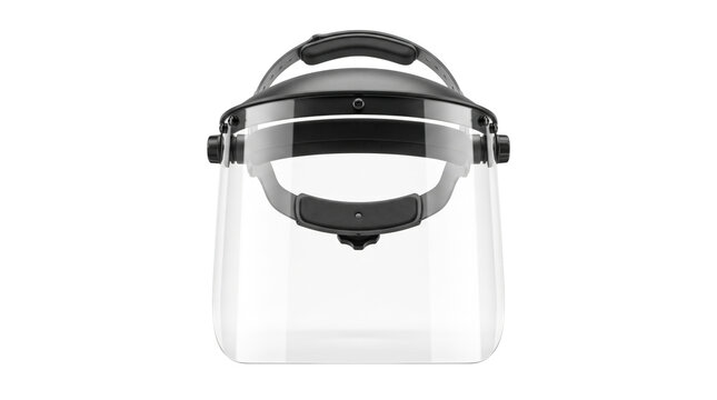 Clear safety face shield with black adjustable headgear