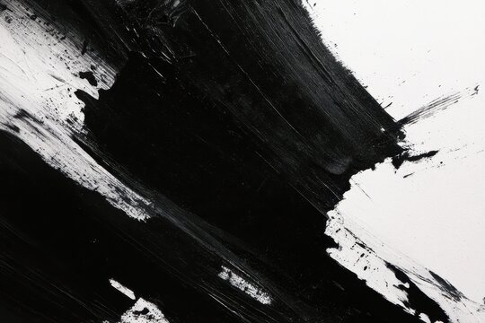 Rugged, gritty brush marks: black oil paint textures on a clean white plane