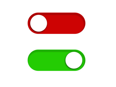 Green Red On Off Toggle Switch Buttons UI Interface Icons Isolated on Transparent Background