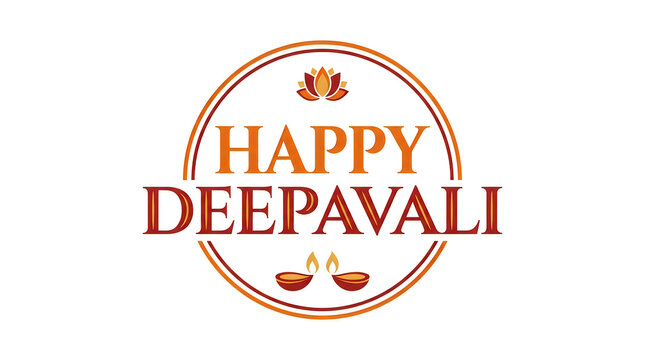 Happy deepavali greeting with ornate frame and traditional indian elements for festive celebrations