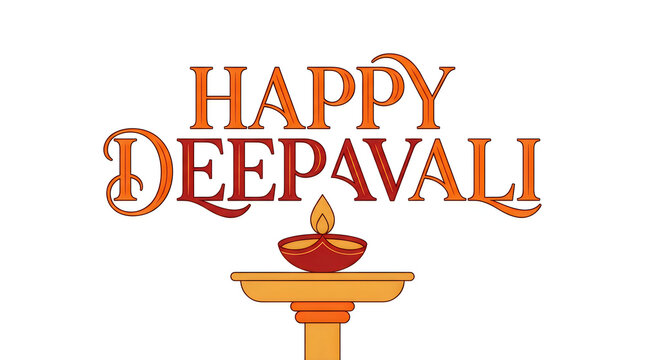 Happy diwali festive greeting with traditional oil lamp and decorative text design