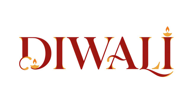 Diwali typography with flame accents celebrating the indian festival of lights