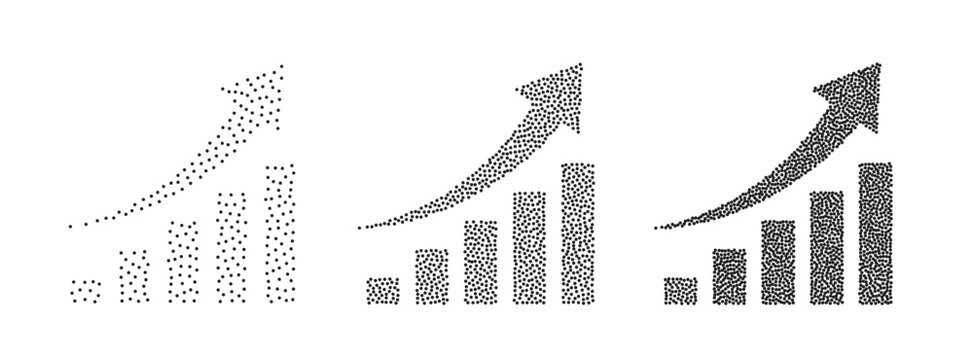 Growth bar chart with arrow