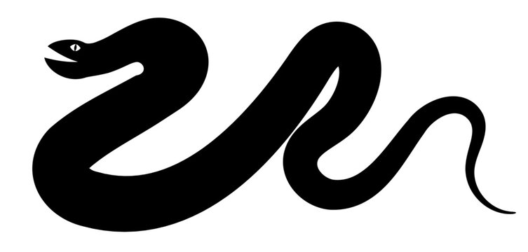 Black snake icon, simple serpent symbol set