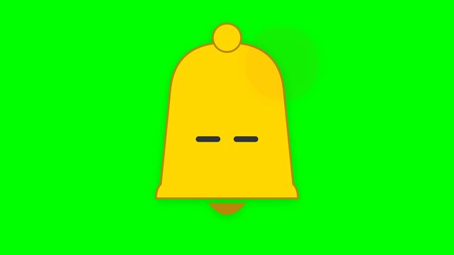 Charming 2D notification bell gently sleeping, suddenly awakened by a glowing alert, ringing twice before peacefully falling asleep again, minimalist seamless animation.