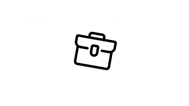 Briefcase work job outline icon animation, business career symbol motion graphic for corporate presentation and office design use