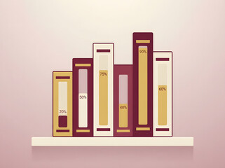 Obraz premium Reading progress tracker infographic elements — flat vector bookshelf template set