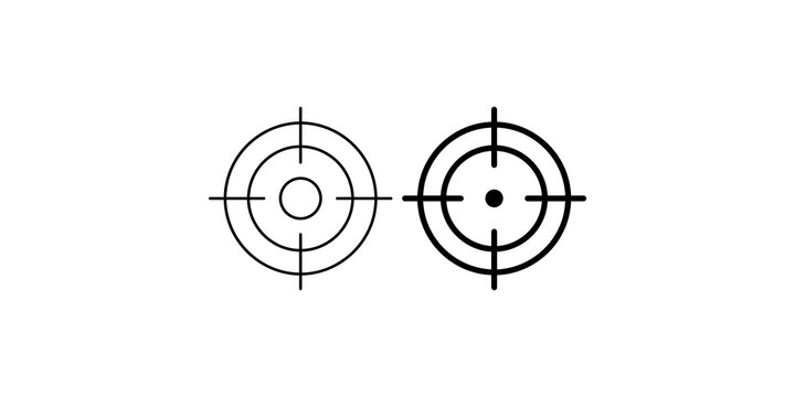 Precision aiming targets and circular crosshair symbols for tactical interface or strategic data visualization needs.