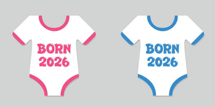 cute baby bodysuit born in 2026 isolated vector illustration