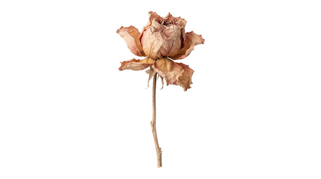 Dried Withered Rose Flower With Stem isolated on transparent background