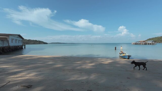 Tropical beach shoreline with calm shallow seawater