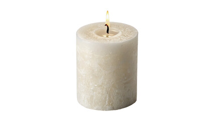Fototapeta premium Single white cylindrical wax candle isolated on transparent background