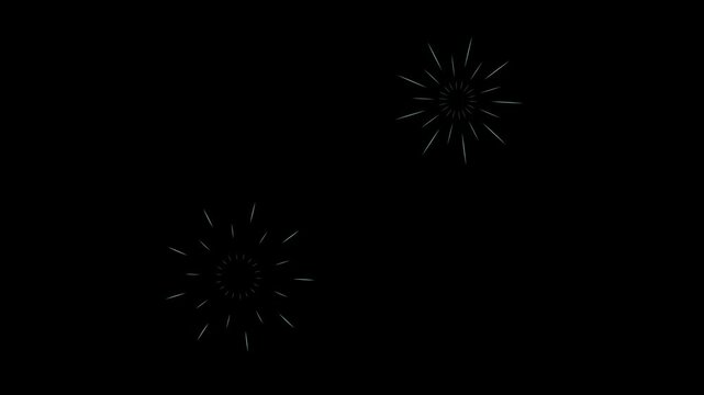 Circles explosion and line shape blast elements,  firework shape explosion animation, pop-up visual effect templateflat vector random circle sparkle on black screen,  4k.