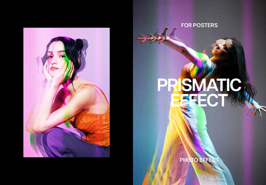 Vertical Fractal Prismatic Photo Effect For Poster And Print Design