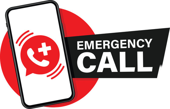 Close up of hands holding a smartphone with emergency call screen active, ready for urgent contact