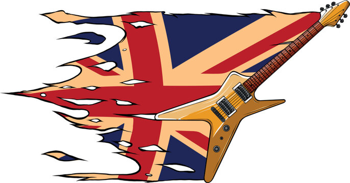 Electric Guitar With Union Jack Flag Background