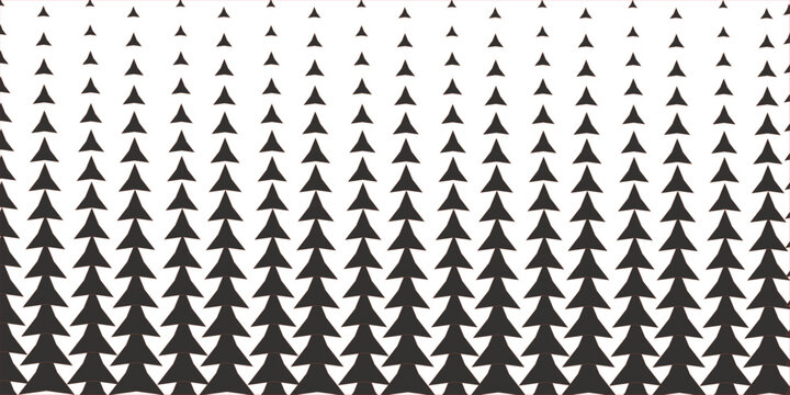 A striking geometric pattern features repeating dark arrow shapes that decrease in size and density, creating a dynamic visual gradient.
