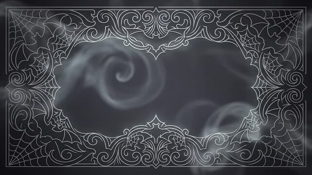 Halloween spooky frame with gothic decorative bats and spider webs