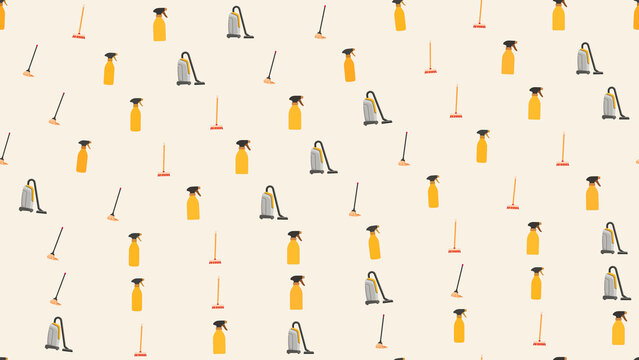Seamless pattern of cleaning tools